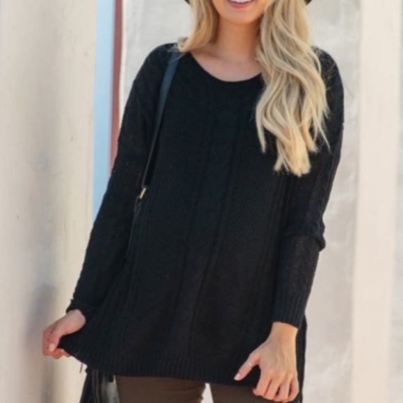 Pinkblush Sweaters - Pinkblush Maternity Black Open Weave Sweater M L